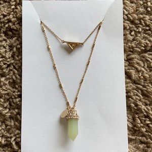 ✨ Green Crystal Gold Layered Zodiac Necklace.